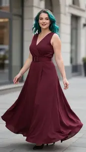 Timeless Woman In Formal Maxi Dress Stock Photo