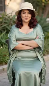 Timeless Woman In Satin Maxi Dress Stock Photo