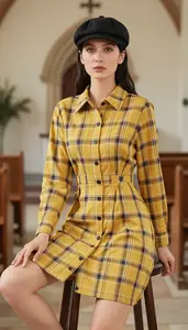 Trendy Fair Skinned Woman Woman In Plaid Shirt Dress