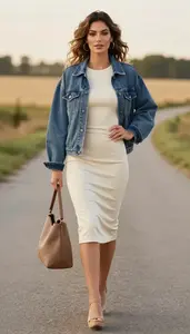 Trendy Woman In Below Knee Dress Stock Photo