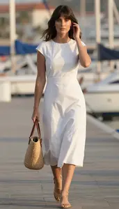 Trendy Woman In Modest Summer Dress Stock Photo