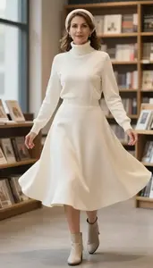 Turtleneck Sweater Dress Stock Photo Cream Fashion