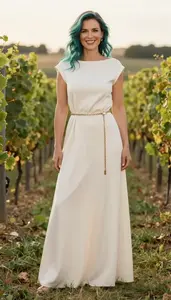 Well Dressed Woman In Boat Neck Dress Stock Photo