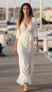 White Chiffon Maxi Dress Sophisticated Woman Fashion