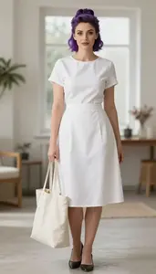 White Cotton Dress For Women Fashion Stock Photo
