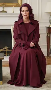 Wine Red Reversible Collar Evening Gown Attractive Woman Fashion