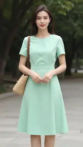 Woman In Early 20s Woman Coordinated Set Cotton Blend Dress
