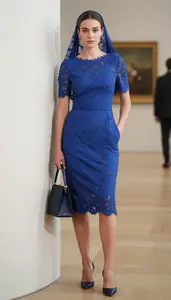 Woman In Early 30s Woman In Early 30s In Royal Blue Stone Embellished Formal