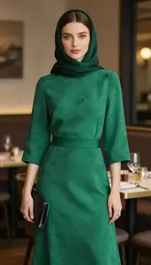 Woman In Early 20s Woman In Early 20s In Emerald Green Hand Dyed Gown Fashion