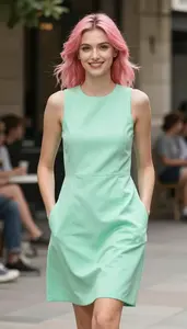 Woman In Late 20s Woman In Late 20s In Mint Green Breathable Summer Dress