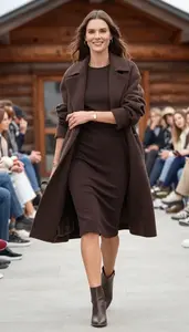 Woman In Late 30s Woman In Late 30s In Chocolate Brown Functional Sport Dress