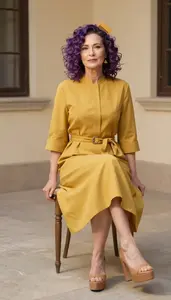 Womens Belted Shirt Dress Refined Style