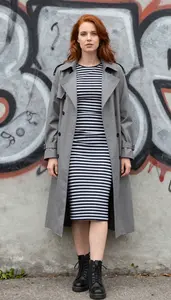 Womens Striped Midi Dress Confident Style