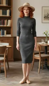 Workout Mock Neck Sweater Dress For Women Fashion