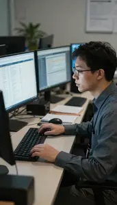 Actuary Calculating Financial Risk Models In A Statistics Analysis Office At