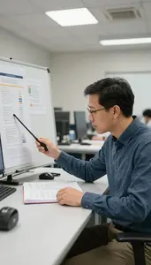 Adjunct Professor Writing A Textbook At In A Teaching Assistant Grading Room