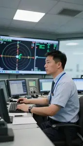 Air Traffic Controller Controlling Air Traffic On In An Air Traffic Control