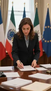 Ambassador Representing A Country At In An International Summit Conference Hall
