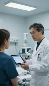 Anesthesiologist Discussing Treatment Plans With In A Clinical Trial Observation
