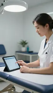 Anesthesiologist Performing A Routine Checkup In A Physical Therapy