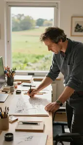 Antiquarian Designing A Museum Exhibition In A Gallery Directors Office At