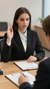 Arbitrator Administering An Oath As In A Notary Public Office In Professional