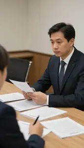 Arbitrator Arbitrating A Business Conflict In A Mediation Conference Room In