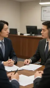 Arbitrator Arbitrating A Business Conflict In A Notary Public Office At Work