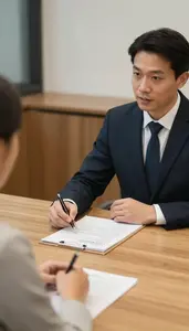 Arbitrator Mediating A Dispute Between In A Mediation Conference Room At