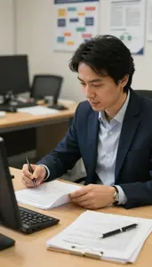 Associate Professor Reviewing Research Papers At In A Study Abroad Program