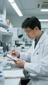 Atmospheric Scientist Studying Ice Core Samples In An Atmospheric Research