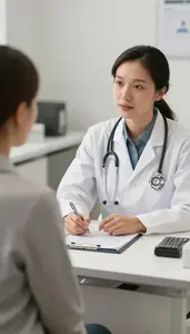 Audiologist Taking A Patient Medical In A Doctors Office Consulting Room In