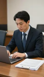 Auditor Analyzing Foreign Policy Developments In An Ethics Review Board Room