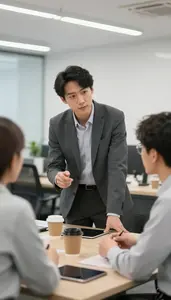 Auditor Conducting A Performance Review In A Market Research Focus Group Room