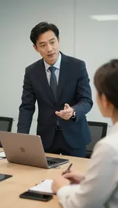 Auditor Conducting A Sales Pitch In A Law Firm Conference Room In Professional