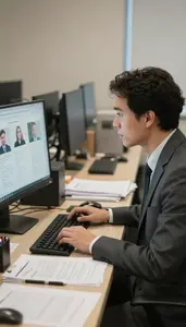 Auditor Managing Social Media Campaigns In A Procurement Office At Work Today