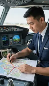 Aviation Dispatcher Planning Delivery Routes On In A Flight Planning Office