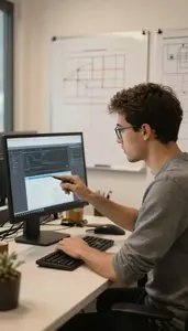 Backend Developer Running Automated Tests On In A Digital Agency Creative Office