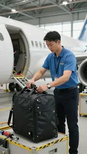 Baggage Handler Loading Baggage Onto An In An Aviation Dispatch Office At