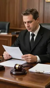 Bailiff Filing Court Documents At In A Judge Chambers Office In Daily Work