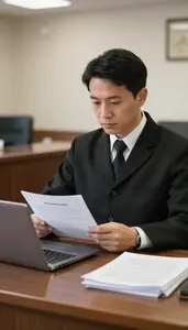 Bailiff Filing Court Documents At In A Formal Courtroom At Professional Location