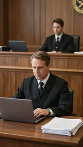 Bailiff Maintaining Order In A In A Judge Chambers Office At Professional Venue