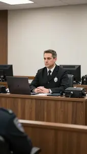 Bailiff Presiding Over A Court In A Judge Chambers Office At Work Today