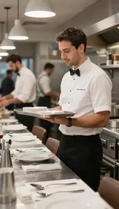 Banquet Manager Managing Restaurant Operations On In A Busy Restaurant Kitchen