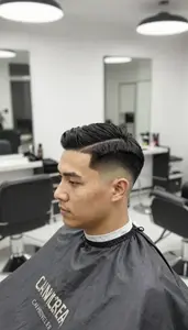 Barber Giving A Classic Barber In A Hair Salon Styling Station At Professional