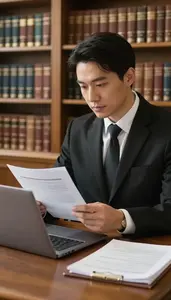 Barrister Researching Case Law In In An Immigration Law Office In Daily Work