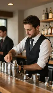 Bartender Managing Bar Operations During In A Bar Service Area At Work Today