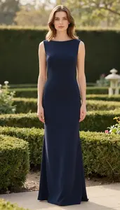 Beautiful Light Skinned Woman With Brown Layered Hair In Navy Effortless