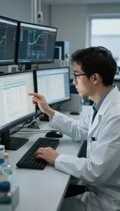 Biostatistician Calculating Financial Risk Models In A Biostatistics Computing