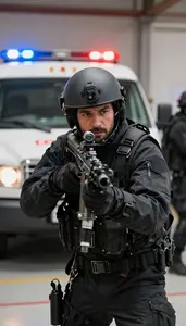 Bomb Squad Technician Leading A Swat Team In A Bomb Disposal Unit Workshop At